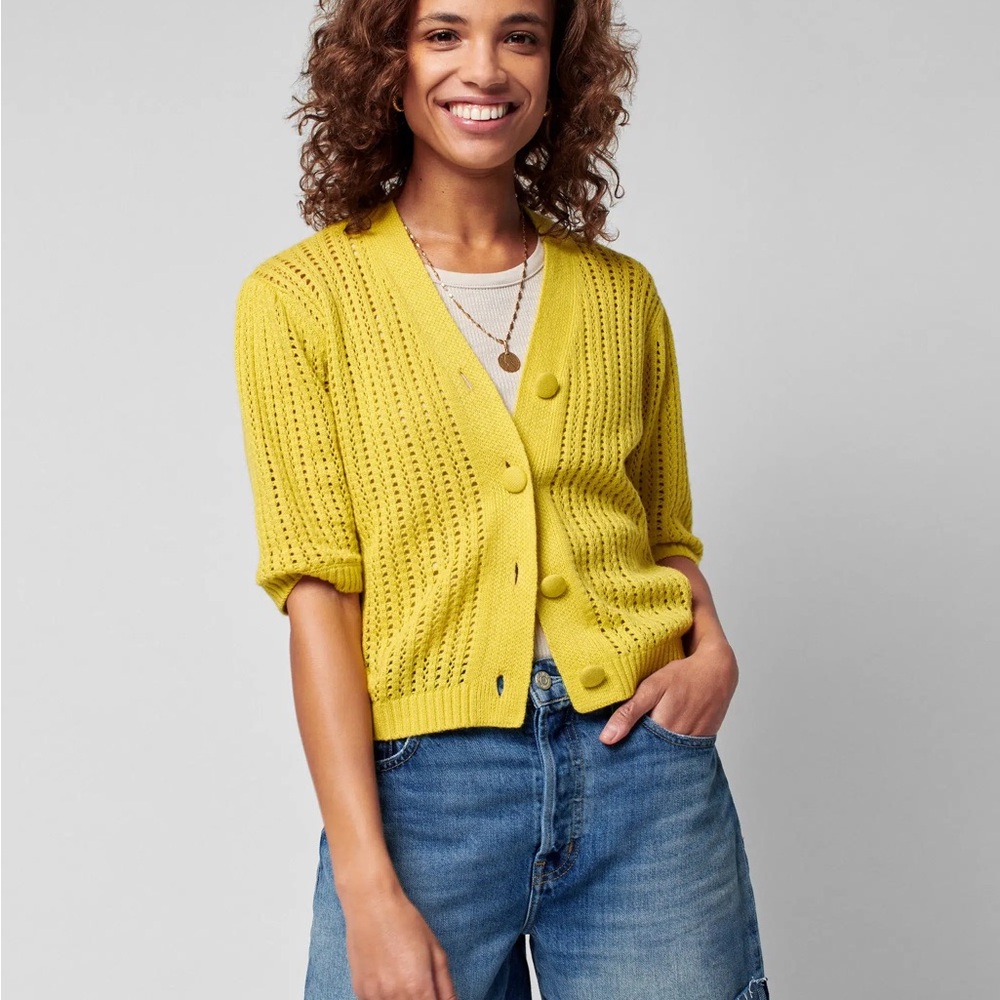 NWT Faherty Acklin Sweater top in Limeaid, Sz M